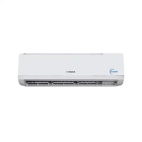 Fisher 18000 BTU split air conditioner unit, white with front air vents and inverter logo.